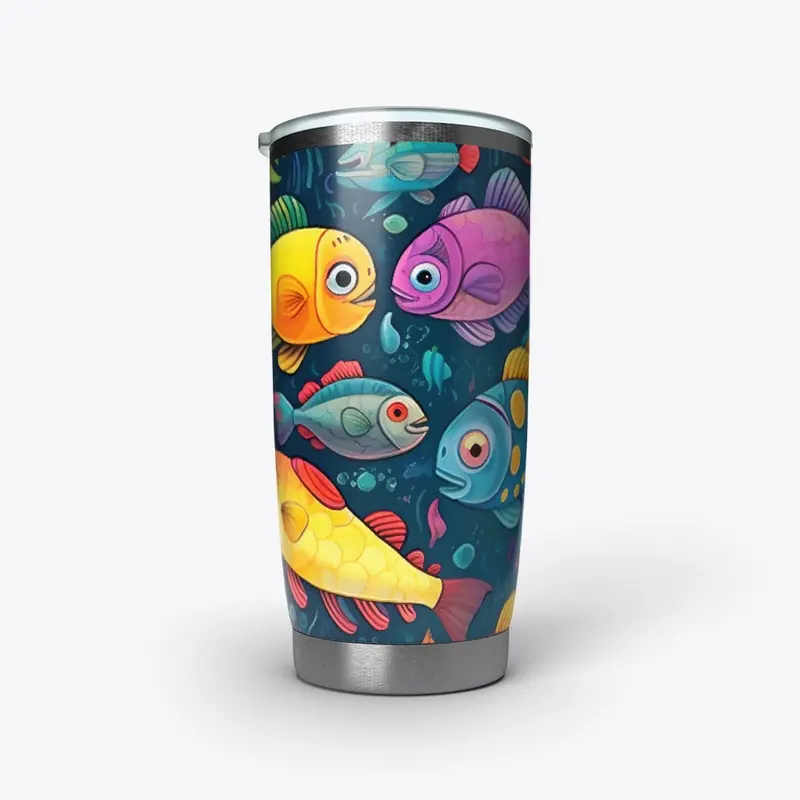 Marine pattern with colorful fish