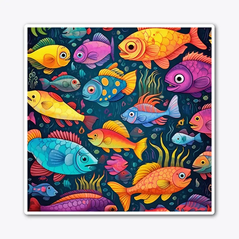 Marine pattern with colorful fish