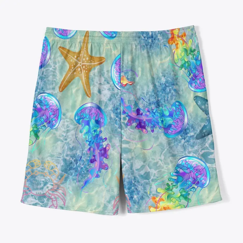 Sea pattern with jellyfish, starfish