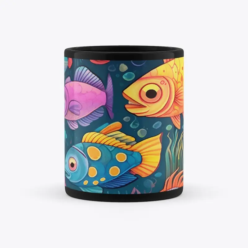 Marine pattern with colorful fish